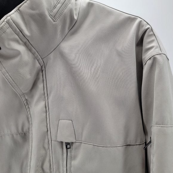 Michael Kors Jacket Men L Large Beige Khaki Hidden Hood Insulated Brushed Fabric - Picture 3 of 12